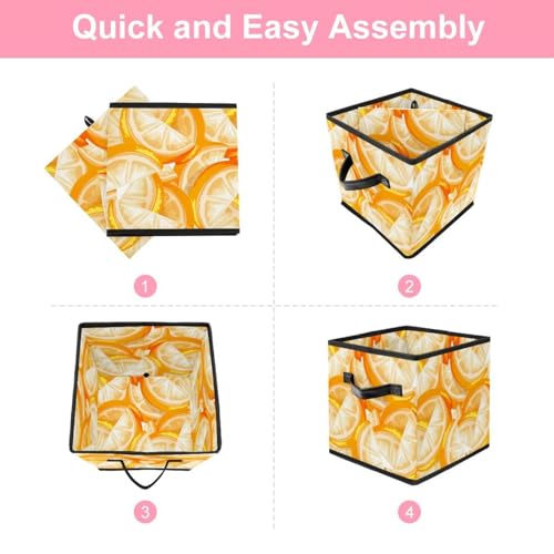 Boîte de rangement pliable cube en tissu orange - 6