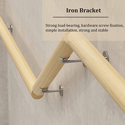 Main courante d'escalier en bois 2m kit complet rampe murale pour loft - 7
