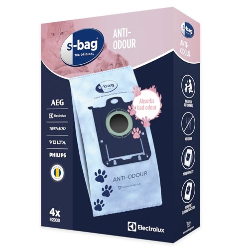 Electrolux Sacs à Poussière s-bag Anti-Allergy, E203B, Filtration Avancée, Capacité de 3,5 Litres, Matériau Synthétique Anti-Allergène, Fermeture Hygiénique,...