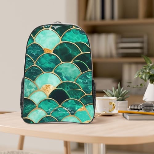 Mermaid fish scale print Print Work Travel Stadium Events Transparent Backpack PVC Clear Bag Large Side Pockets4