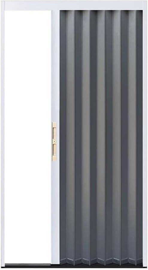 Retractable Accordion Door, Aluminum Sliding Folding Door with Lock, Waterproof & Insulated, Perfect for Bedroom, Bathroom, Kitchen, Office (Gray Left, 1110x1110mm)