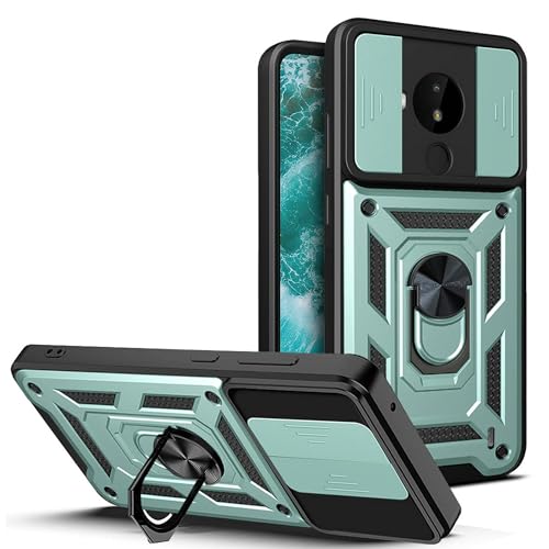 Funda para Nokia C30 [2 en 1 Tapa del Objetivo de la cámara de Diapositivas] Compatible con Nokia C30 Funda Case Carcasa Green