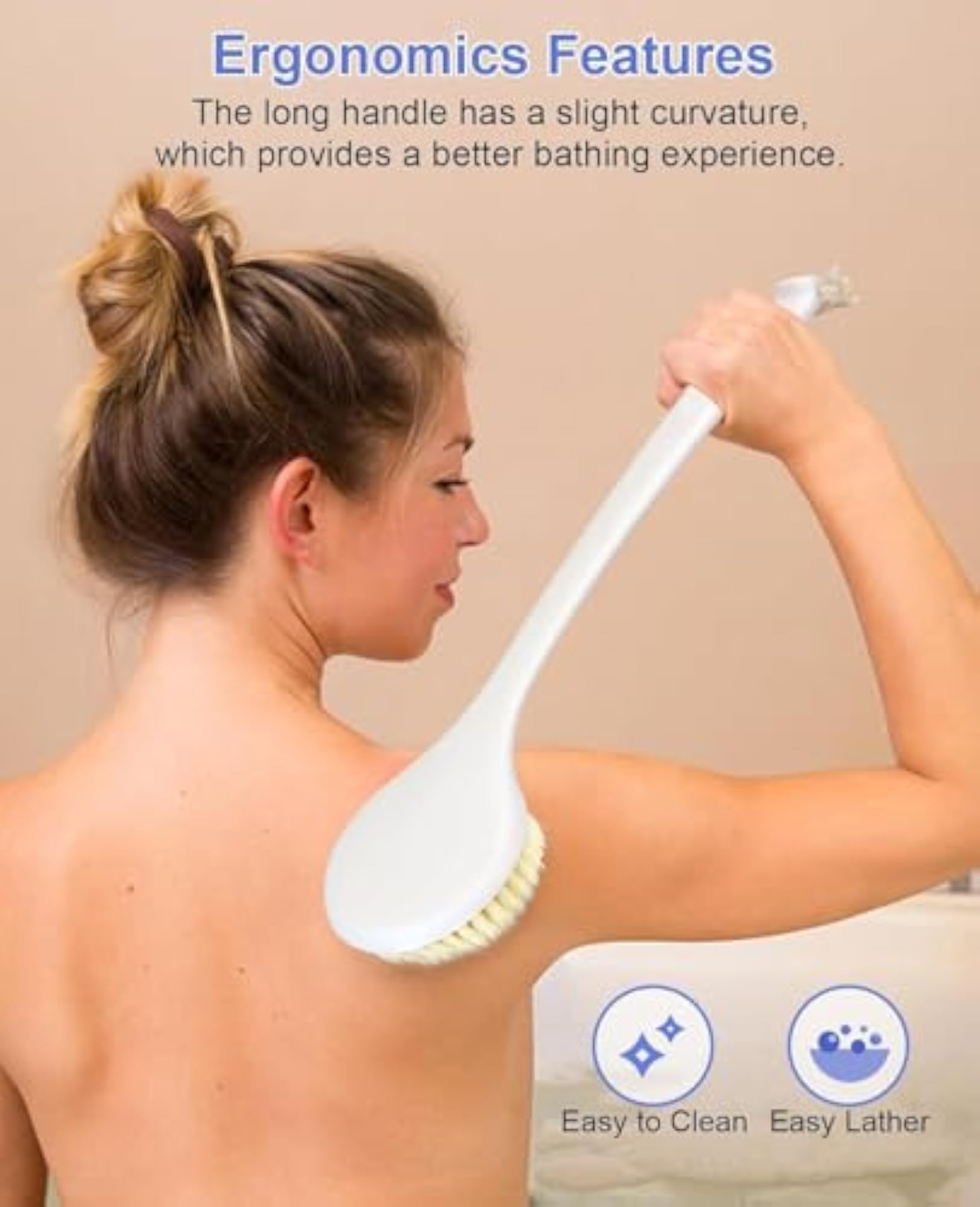 Dual-Sided Back Shower Brush with Long Handle