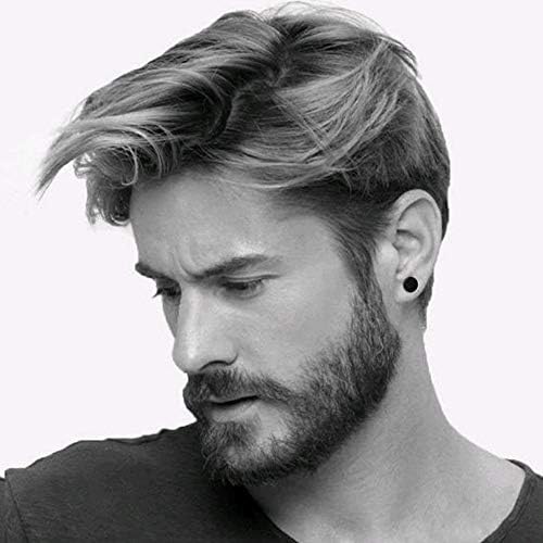 NACAIKJ 6 Pairs Black Stud Earrings Men Earrings Ear Studs Fake Plug Earrings Stainless Steel Stud Ears Barbell Ear Plugs Screw Studs Ear Rings for Men Women Boy Gift 5-10mm