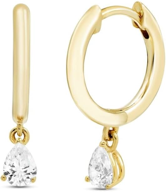 VANDANA GEMS & JEWELRY 1.00 Ct Pear Cut Diamond Women's Trendy Drop and Dangle Clip On Earrings 14k Yellow Gold Finish