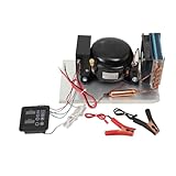 SUDEG DC 12-24V Car Refrigeration Air Compressor Fridge Freezer Marine Solar with Temperature Controller,Working volume:2.5cm³,2000-3500RPM,BD25HC