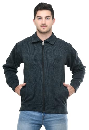 Image of MANRA MANRA Men Zipper Thick Fabric Woolen Winterwear Full Sleeve Collar with Side Pockets Jacket /Sweater