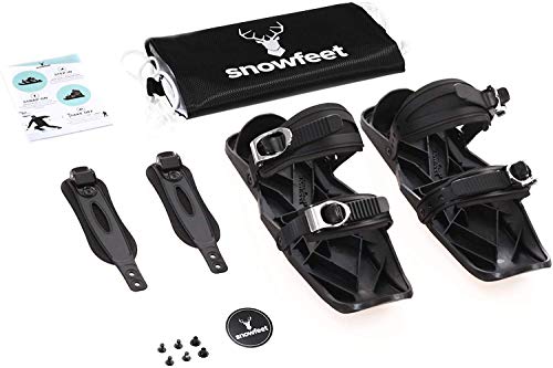 Snowfeet - Mini Short Ski Skates For Snow | Skis For Winter Shoes | Short Snowskates Snowblades Skiboards | The Real Original (Black) #TOP2