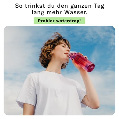 waterdrop® Flasche aus Glas 600ml inkl. 18 zuckerfreie Drops - Geschenk für Frauen - Probierpaket mit Wasserflasche, Flavor Drops & Vitaminen - auslaufsichere Trinkflasche & Kohlensäure geeignet