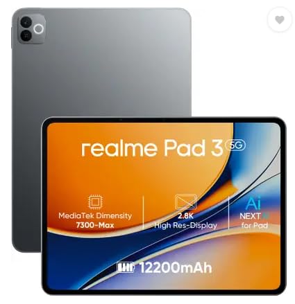 realme Pad 3 with Biggest Battery in Segment 8 GB RAM 128 GB ROM 11.6 inch with Wi-Fi Only Tablet (Space Grey)
