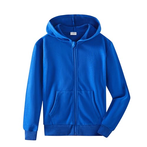Image of Spring&Gege Boys Zip up Hoodie Soft Solid Classic Full Zip Hooded Sweatshirts for Kids (3-14 Years)