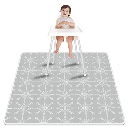 Image of Paw Legend Washable Highchair Splat Floor Mat- Anti-Slip Silicone Spot Splash Mess Mat(53'' X 53'')-Food Catcher Art Craft Leak Proof Mat,Rudder