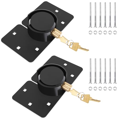 Image of IRONWALLS 2 Pack Puck Locks, 2-7 /8' Hidden Shackle Padlocks with Hasp, Solid Steel Latches for Containers, Black Heavy Duty Hidden Shackle Locks for Trucks, Gates