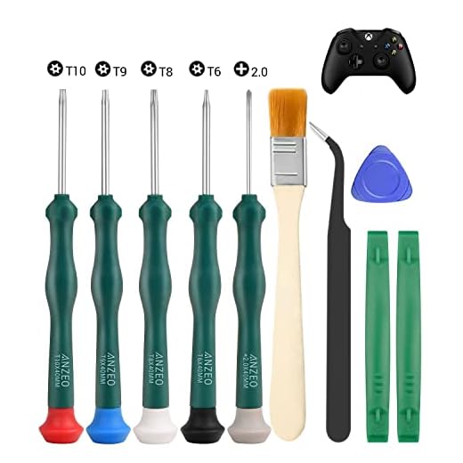 JAOYSTII T6 T8 T9 T10 Xbox One Screwdriver Set, 9 in 1 Torx Security Screwdriver Repair Tool Kits for Xbox One/Xbox 360/PS3/PS4/PS5 Controller, Including Brush, Tweezers & Opening Pry Tools
