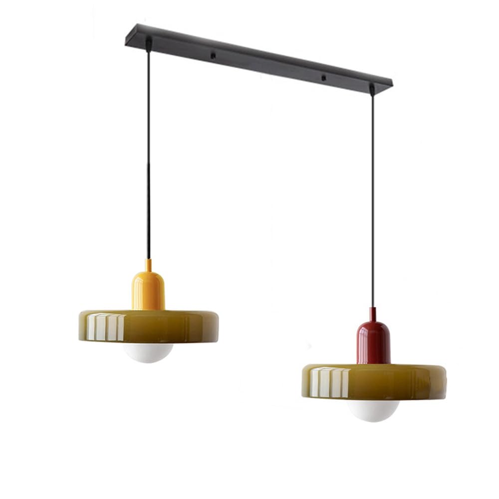 2-Light Duża zielona szklana lampa wisząca Żyrandol w stylu Mid Century Modern Vintage Farmhouse Wisząca lampa sufitowa Lampa kuchenna nad zlewem Sypialnia Jadalnia Bar