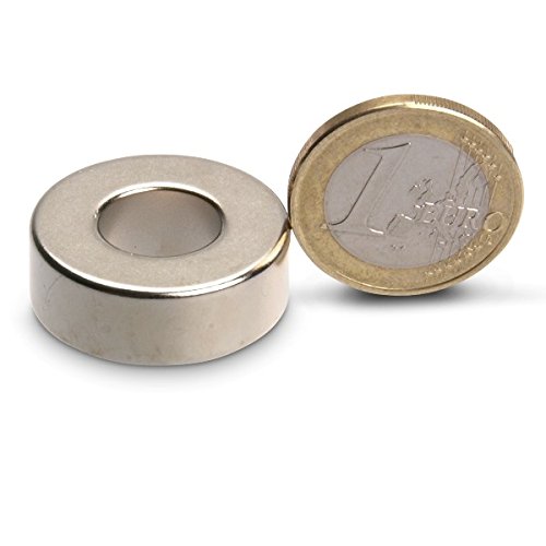 Anello magnetico da 26,0 (diametro) x 12,0 x 9,0 mm, supermagnete al neodimio N45 in nichel, con tenuta di 15,4 kg