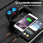 Adaptateur de lumière double cigarette réglable à 100°, 2-Socket Splitter de voiture 120W, 12V/24V Voiture Cigarette Léger Splitte avec LED Voltmètre & 2 USB Ports & Port de type C, Adaptateur de chargeur de voiture rapide 120W