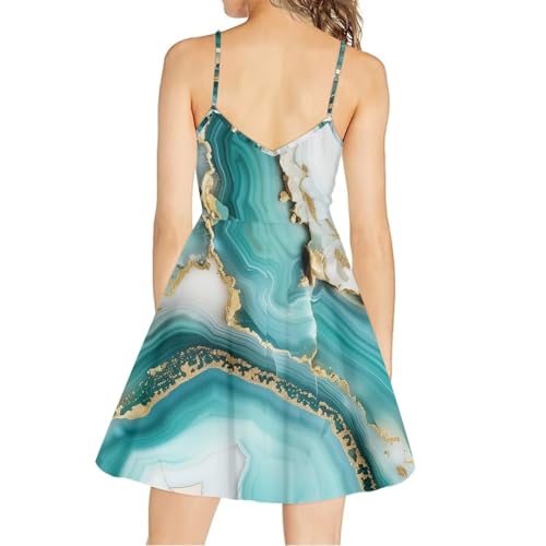 Image of Spaghetti Strap Midi Satin Dresses Summer Sleeveless Sundree Women Girl Beach Party Swing Dress