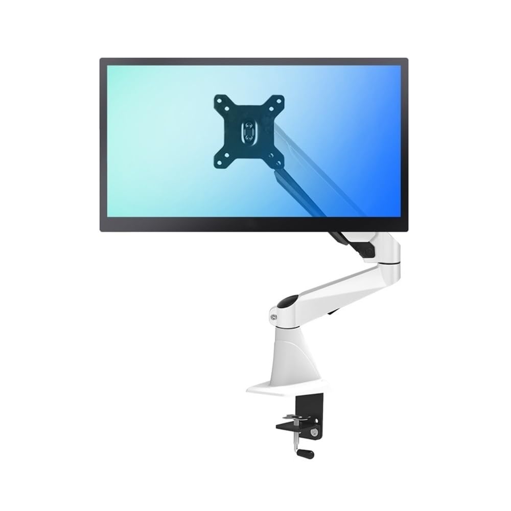 SaryEdge Height - Adjustable Monitor Stand Arm Single Monitor Desk Mount for most 15"-27" Screens, Aluminum Single Monitor Arm with Grommet Base, Adjustable Ga,White