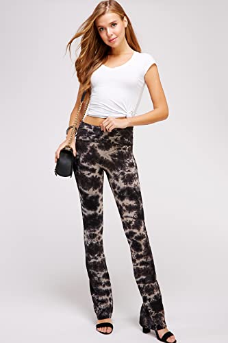 Eunanara Tie Dye Print Yoga Pants - Women's Casual Fold Over Waistband Flared Leg Stretch Active Made In Usa Upc3009F L #TOP4