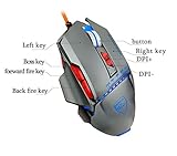Dollermy Gaming Mouse 3200 DPI 8 Buttons USB Wired LED Optical ,Aluminum Alloy Base(4 Colors Breath LED Backlight)