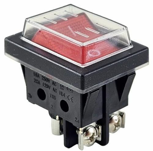 Wippenschalter mit Wasserdichte Abdeckung und Schraubanschluss, Geräteschalter 4pin 16A 250