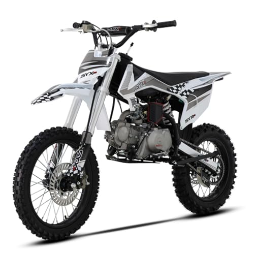 SYX MOTO K1 125cc Dirt Bike Teens 12+ Yrs 4-stroke Gas-powered Dirt Bike Off-road Motorcycle Kick Start 4-speed Manual Transmission Big Size 17/14 Tires Up To 50mph (Grey)