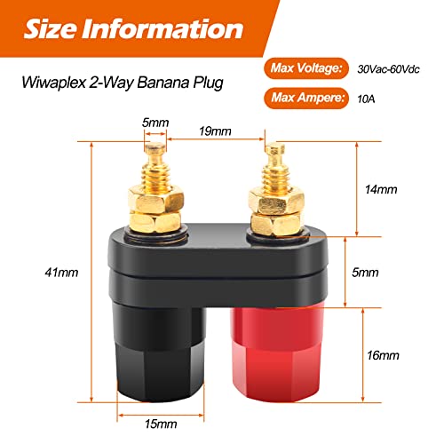 Wiwaplex 10Pcs Gold Plated Insulated Terminal Binding Post Power Amplifier Dual 2-Way Banana Plug Jack #TOP1