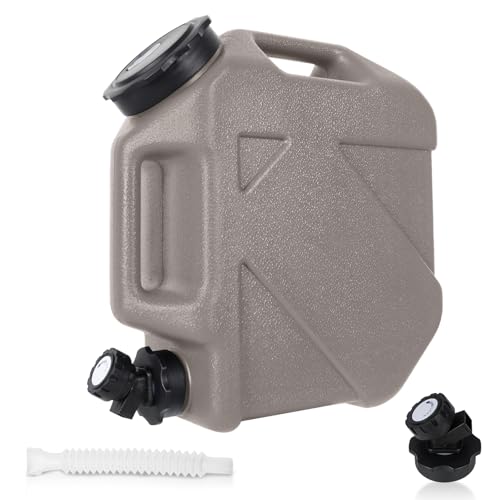 Digury 2.6 Gallon Water Jug, Camping Water Container BPA Free Water Storage with Spigot No Leakage Portable Emergency Water Tank for Outdoor Hiking Camping Picnic Supplies Warm Gray