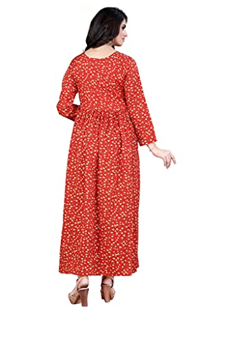 Image of H.E HAMZA ENTERPRISER Printed Crepe Material Brown Western Dress For Women