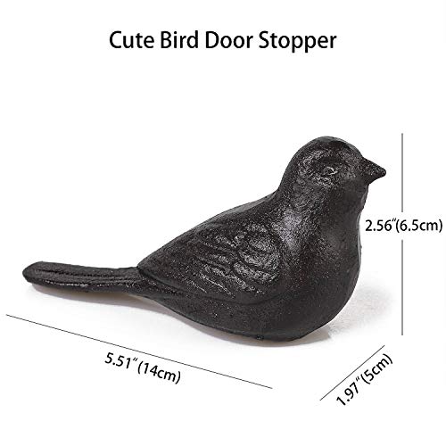 Livfodrm Door Stopper For Floor Decorative Cute Bird Heavy Duty Cast Iron Door Stop Farmhouse, 2 Pack Door Stops Wedge Rustic Dark Brown #TOP2
