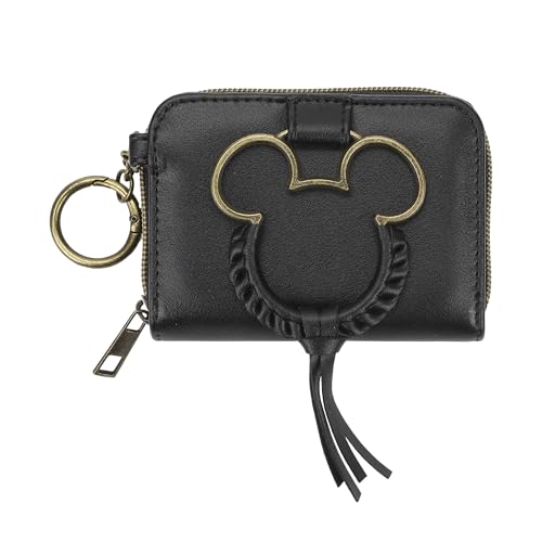 Bioworld Disney Mickey Mouse Metal Mickey & Tassel Black 4.5" Wallet