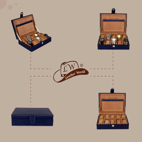 Image of Leather World Engineered Wood Watch Box Holder Organizer Case In 6 Slots Of Watches For Men And Women With Transparent Display