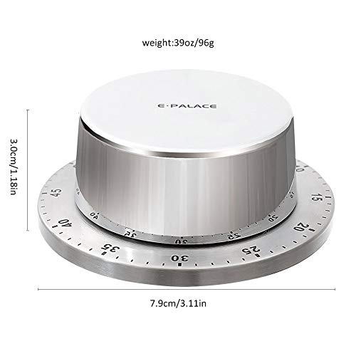 Kitchen Timer, Chef Cooking Timer Clock With Loud Alarm, No Batteries Required, 100% Mechanical - Magnetic Backing, Exquisite Stainless Steel Body #TOP5
