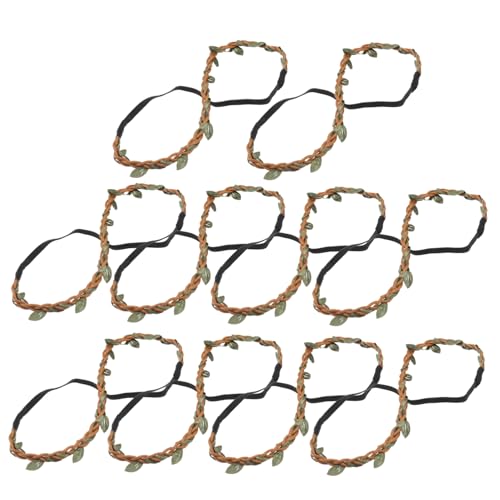 INOOMP - INOOMP 10pcs Woven Brown Headband DIY Material Natural Wreath Headdress Making Kit for Women Hair