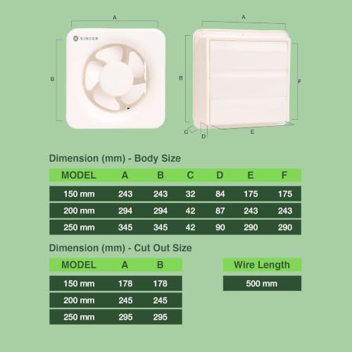 Image of SINGER Fresho N 150mm Energy Efficient Exhaust fan for Kitchen, Bathroom | Turbo Spin 1350 RPM, High Suction With Low Noise | High Speed, Powerful Motor, 100% Copper, 2 Yrs Warranty【White】