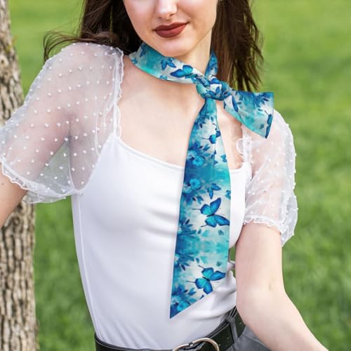 Butterfly Glitter Women's Head Scarf Thin Long Neck Scarves Fashion Hairband Waistband Purse Scarf3