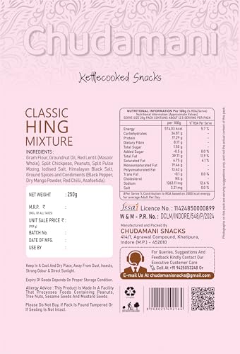 Image of Chudamani Kettlecooked Snacks Combo Pack-3 (250gm) Classic Hing, Bhojan Mixture, Lajawab Mixture, Spicy & Hing Flavoured, Famous Indori Cooked Snacks Namkeen