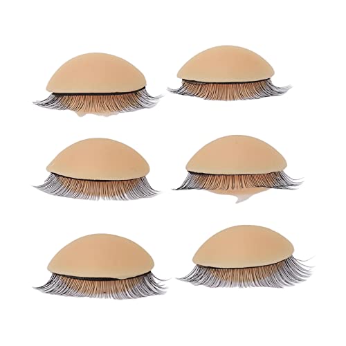 Replacement Eyelids, 3 Pairs Double Layers Eyelashes Eyelids, Realistic Eyelids for Eyelash Training and Practice, Silicone Practice Eyelash Eyelids, Mannequin Head Removable Parts (Skin Color)