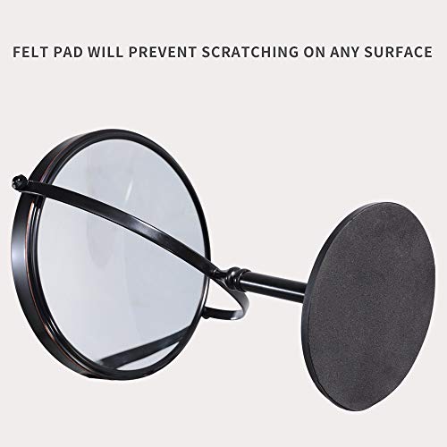 Gecious Black Makeup Mirror Desk Tall Standing Round 8 Inches Dual-Sided Magnifier Cosmetic1X/10X Magnifying Tabletop Vanity Mirror- Oil Rubbed Bronze #TOP6