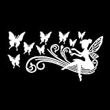 Adhérence: Forte Autocollants Papillon fées créatif Autocollants de Voiture de Vinyle Autocollants personnalisés raccords en PVC Noir (Color : White)