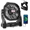 Portable Rechargeable Camping Fan for Tent, LED Lantern, 270 Rotation, 36 Hours 10-Inch Quiet Personal USB Cooling Fan for Travel, Home, Office