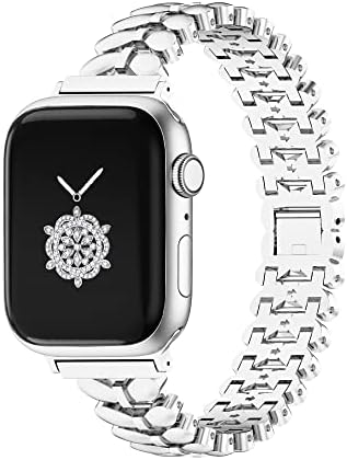 KAGOWEAR 38/40/41mm Silver Classy Cool Women Chain Metal Smartwatch Bands for Apple Watch Bands SE Series 8/7/6/5 Durable Replacement Bracelet for iwatch 8/7 Gift for Her