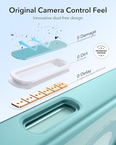 Image of ESR for iPhone 16 Case, Camera Control Button Compatible with MagSafe, Military-Grade Protective Case, Built-in Stash Stand Phone Case, Scratch-Resistant Back Cover, Classic Series, Clear Green