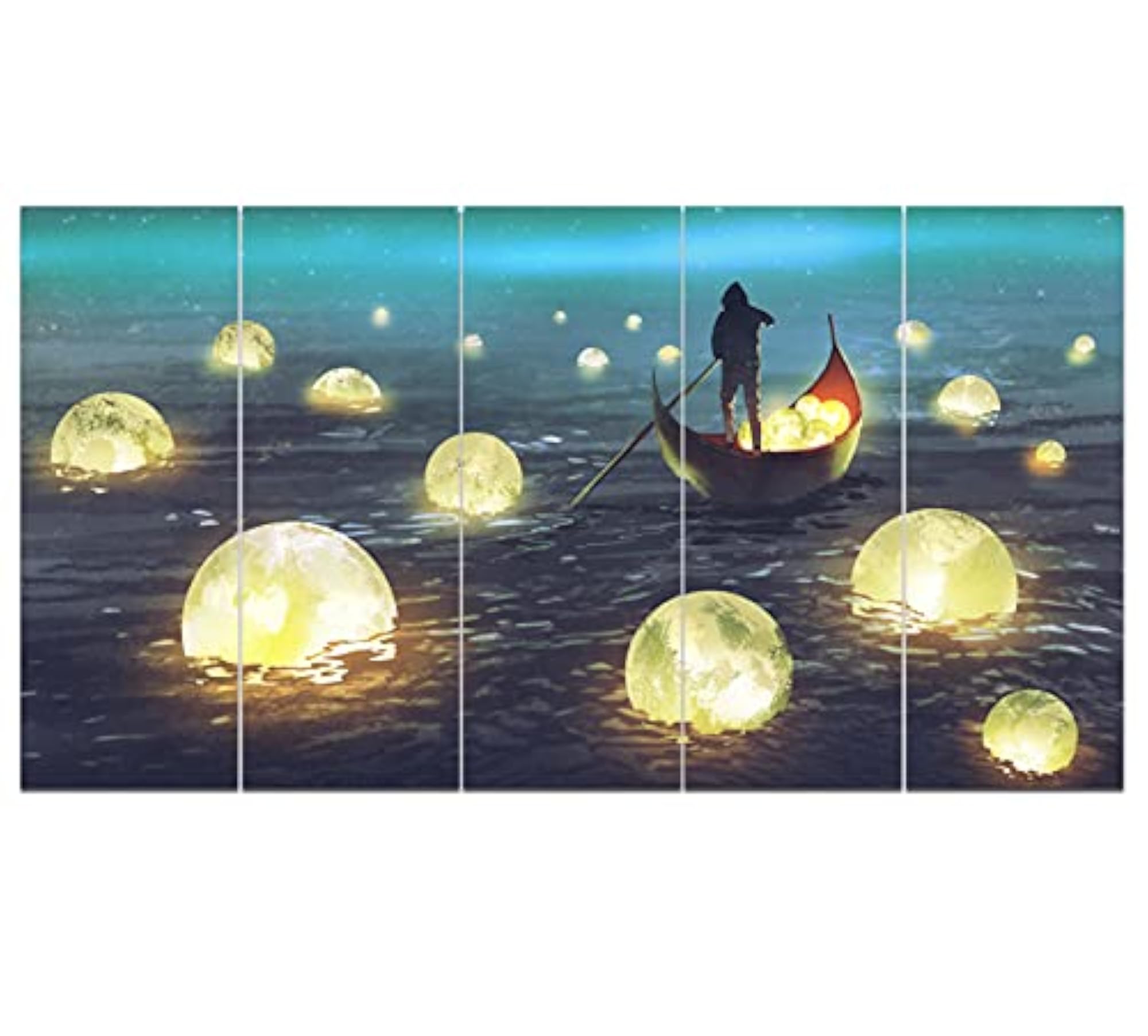 Moon Over the River Framed Wall Hanging Painting Gift