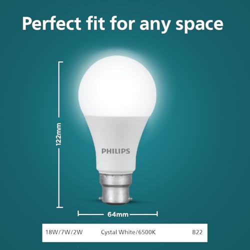 Image of Philips 18W Dimmable LED Bulb | Cool White 6500K | B22 Base | Adjustable Brightness LED Light | Energy Efficient & Versatile Lighting | Pack of 1