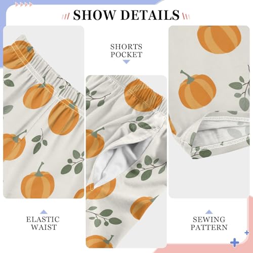 Boys' Pants Halloween Pumpkin Green Leaf Orange Long Bottoms Jogger Pants Elastic Waist Trousers with Pockets S-XL4