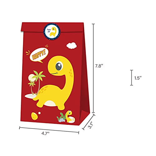 Pacote com 12 sacos de guloseimas de dinossauro para doces Dino Kids Birthday T-Rex Roar Party Favor