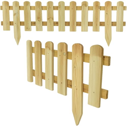 AAMEN Wooden freestanding Picket Fence Panels - Natural Wood Color Decorative Logs for Patio Guest Houses Garden Fence Garden Edging Border - Composite Fence Panels_40x 99cm (Approx.) (1)