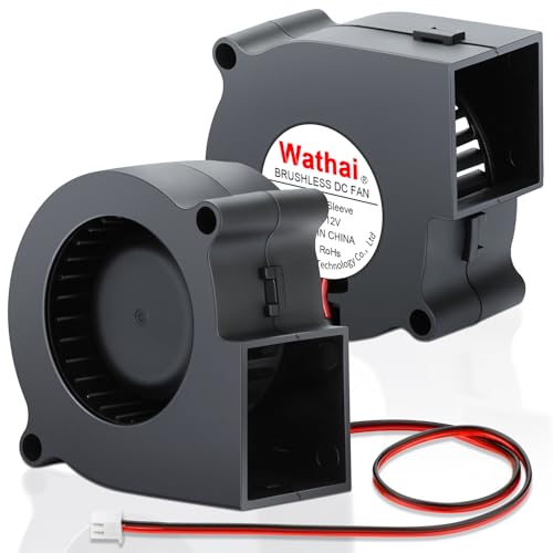 Wathai 12V DC Centrifugal Blower Fan 60mm x 28mm 2 Inch Squirrel Cage Turbo Cooling Fan High Speed for Car Amp, 3D Printer, RV Fridge, PC, Humidifier